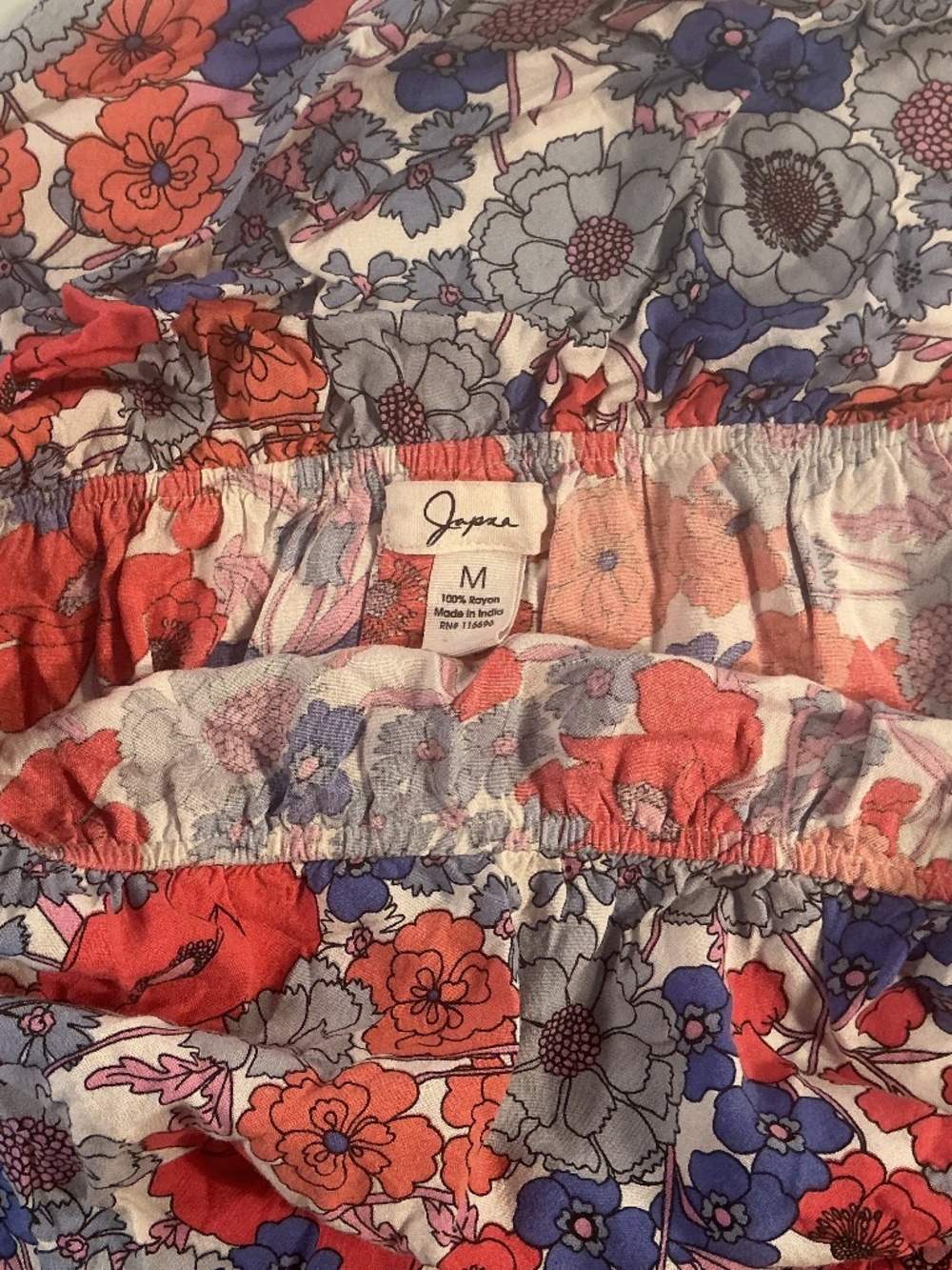 Floral tube top style dress with front tie accent sz M